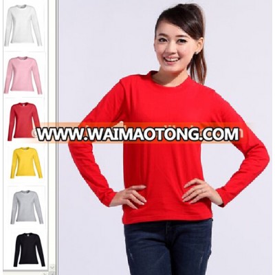 180gsm 100% Ptemium cotton O-neck women long sleeves t-shirt custom print with your design