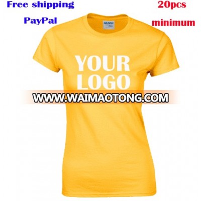 Free shipping short sleeves custom printing100% premium cotton custom t shirt women