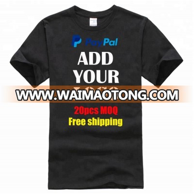 Free shipping by air express 20 pcs MOQ  free 2 color screen print custom print 100% cotton Man's black t-shirt