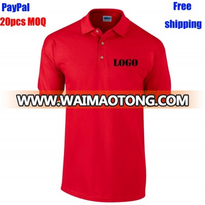 Free shipping 100% cotton high quality custom embroidered logo man polo tshirt