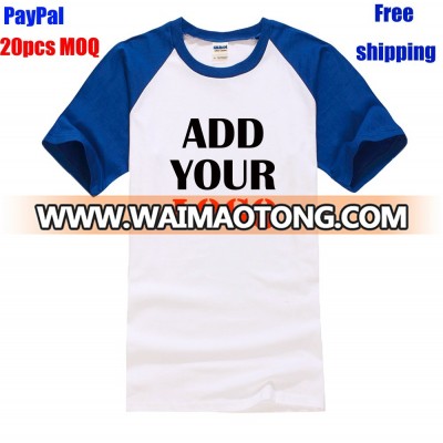 Free shipping Waimaotong online shopping high quality 100% cotton US size custom raglan t shirt