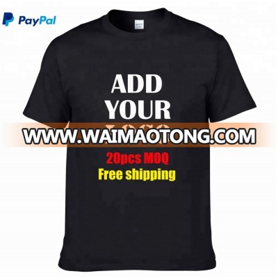 Free shipping air express 20 pcs minimum 1-2 color one position free screen print 100% cotton US size custom t-shirt printing