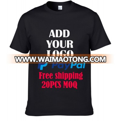 Free shipping free 1-2 color screen print MOQ 20pcs mixed soft style 100% cotton plain t shirts custom printing