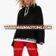 2017 factory price stylish black flared sleeves oversized crop top custom hoodies women