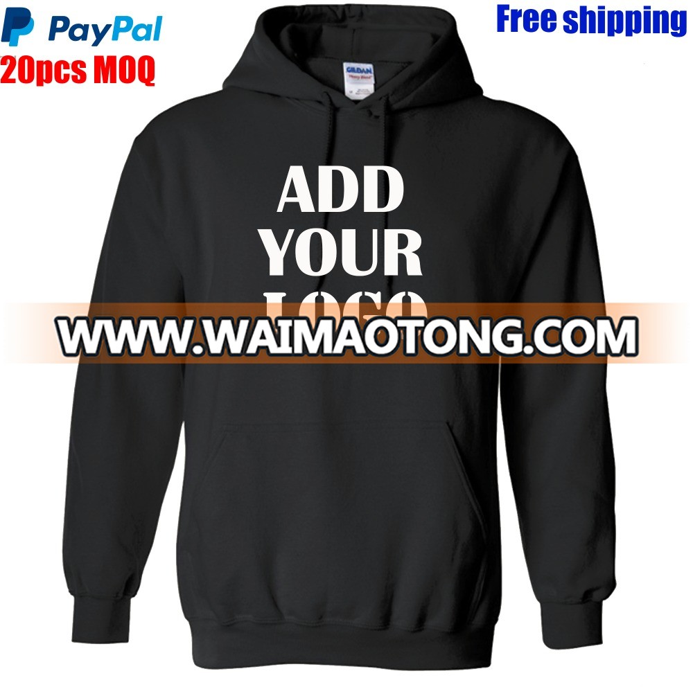 Paypal accept free shipping 20pcs minimum screen printing custom man hoody