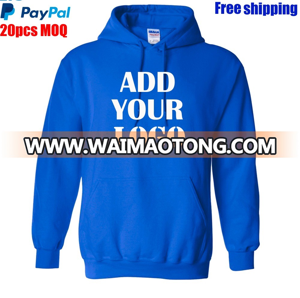 Paypal accept free shipping 20pcs minimum screen printing custom man hoodie